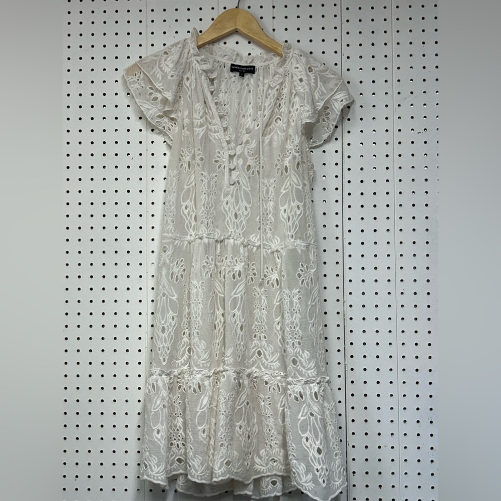 Generation Love Mirabelle Embroidered White Eyelet Ruffle Dress - Picture 5 of 8